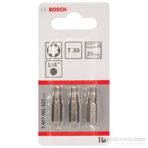 BOSCH - 3'Lü Paket - Ekstra Sert Seri Vidalama Ucu - T30, 25 Mm