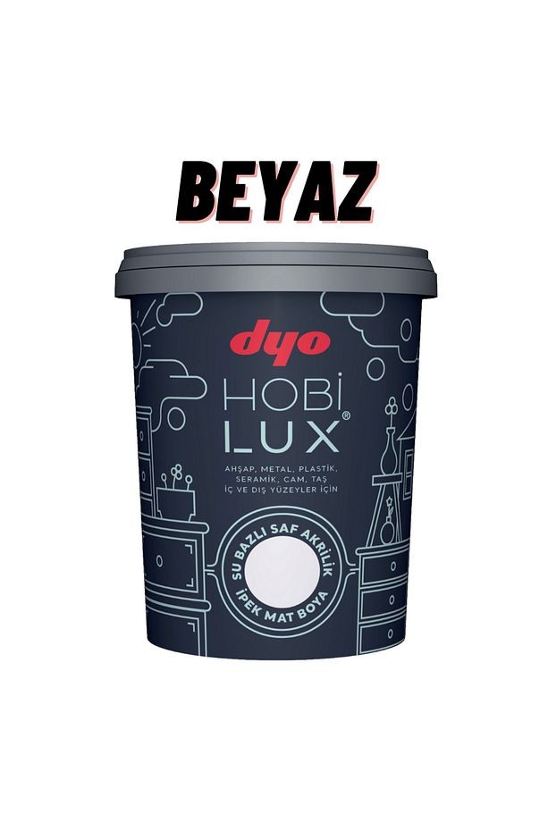 Hobilux Beyaz Su Bazlı Saf Akrilik 0,4 lt Hobi Boyası ( 0001 - Beyaz )