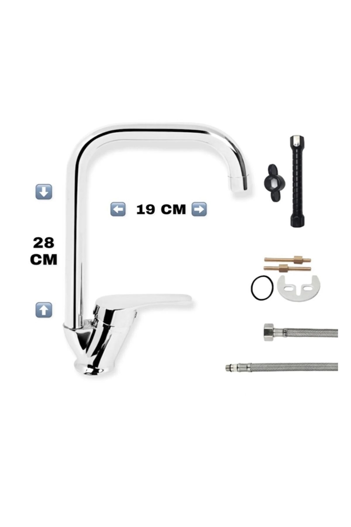 Daphne Ticaret / Kca Çift Su Girişli Köşe Borulu Mutfak Eviye Bataryası
