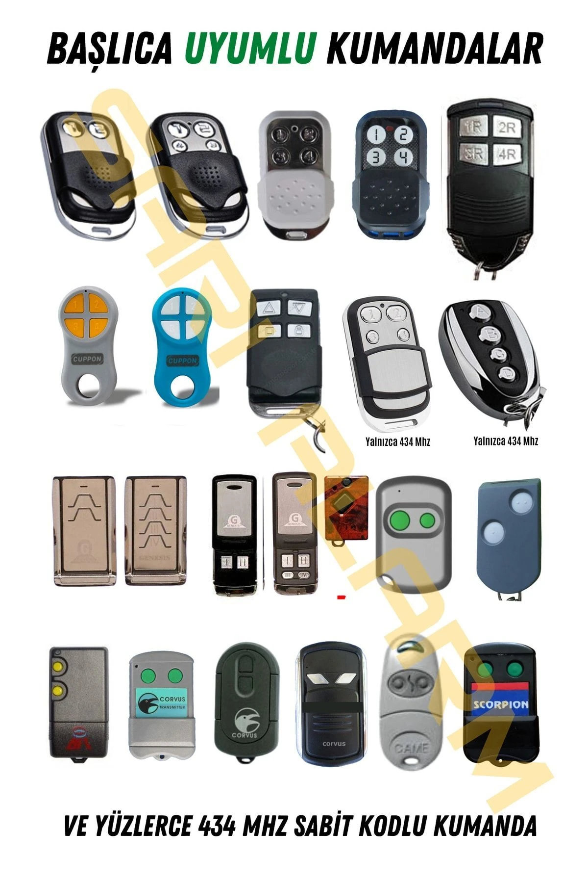 Uk-44 Unıversal Akıllı Öğrenebilen Kepenk-otopark Kumandası 434mhz