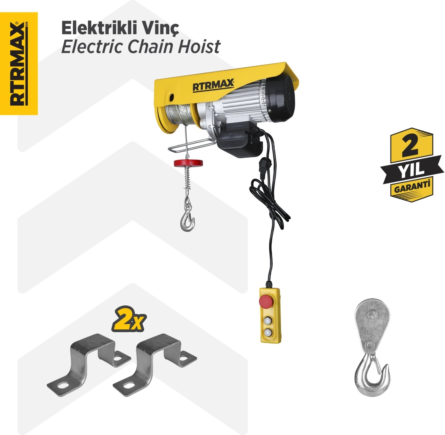 RTM490 Elektrikli Vinç 1900 W 600/1200 Kg Bakır Sargı