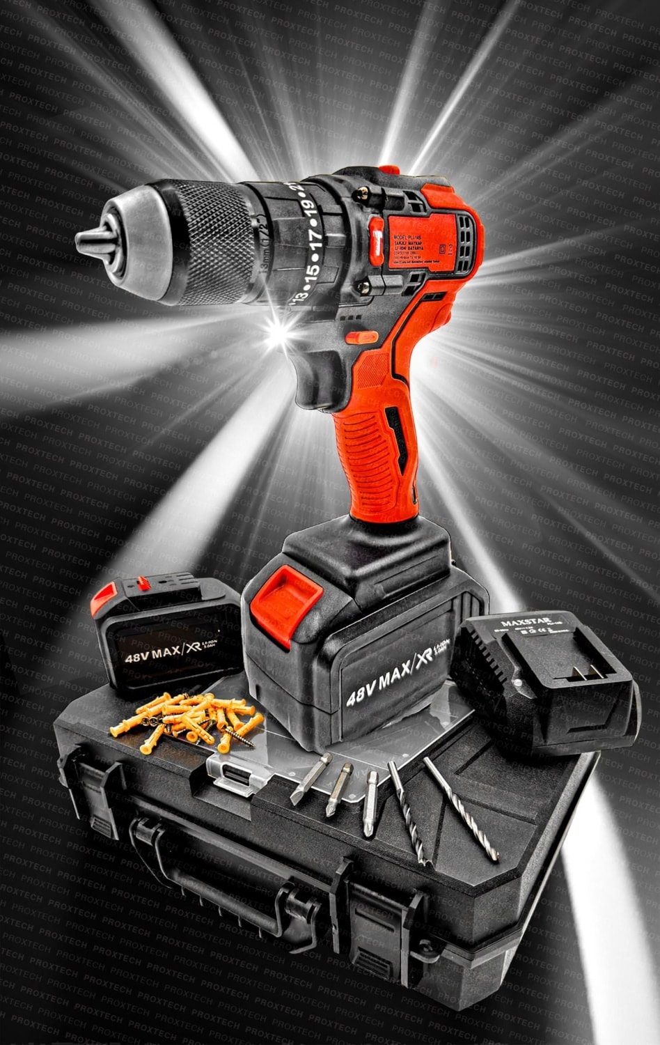Premium Darbeli Özel Pvc Çantalı Kömürsüz Bakır Motor, Güçlendirilmiş Vidalama Matkap Premium Set