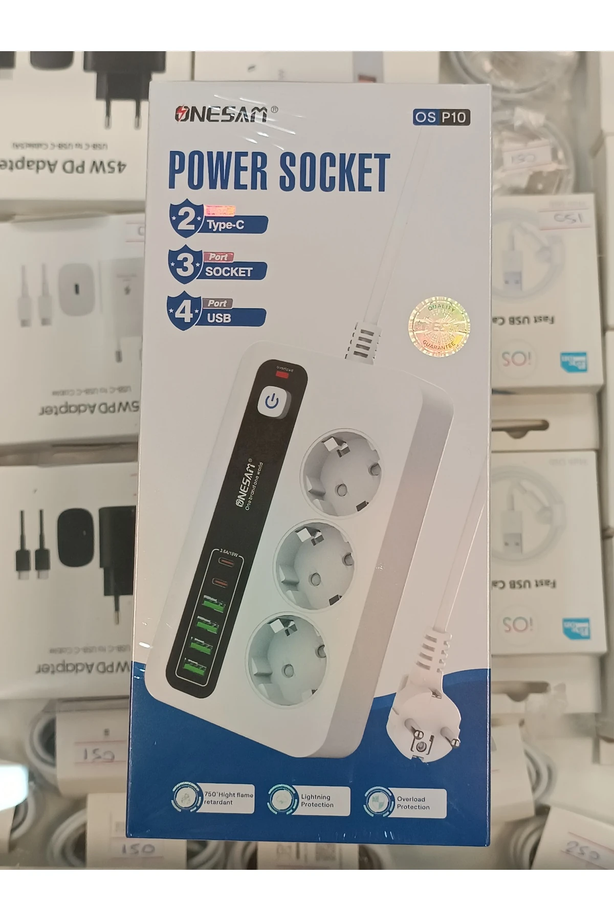 2 Type-c 3Usb ve 3 Çoklu Akıllı Priz