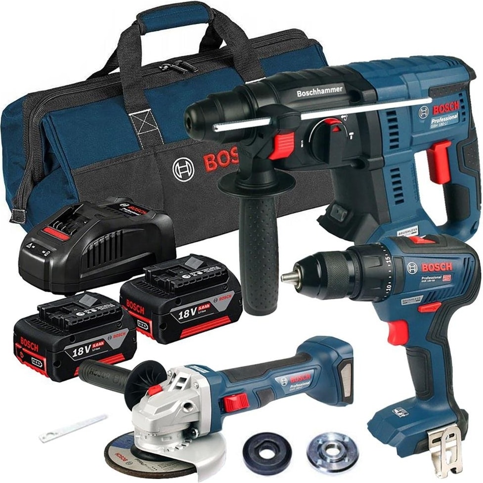 BOSCH GSR18V-50+GBH 180+GWS 180 2 x Gba 18V 5.0AH