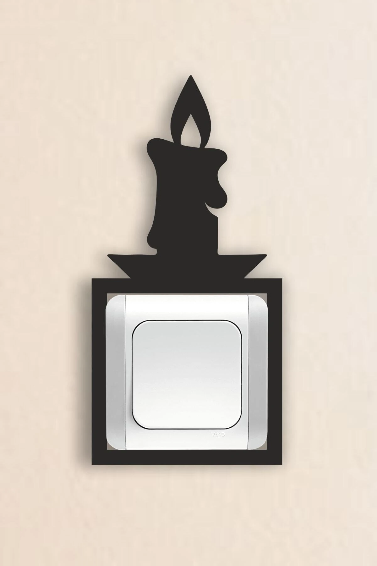 Mum Temalı Ahşap Priz-anahtar Çerçevesi