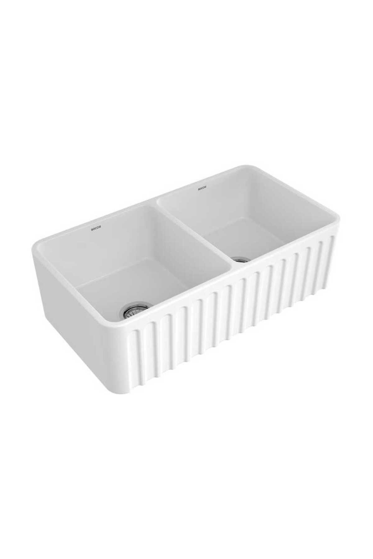 Lavello Dekorlu Çift Gözlü Mutfak Eviyesi 84 Cm 1601-001-0120 Beyaz