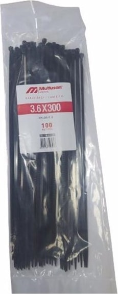 Mutlusan 3,6*300 100'LÜ Paket Kablo Bağı Siyah