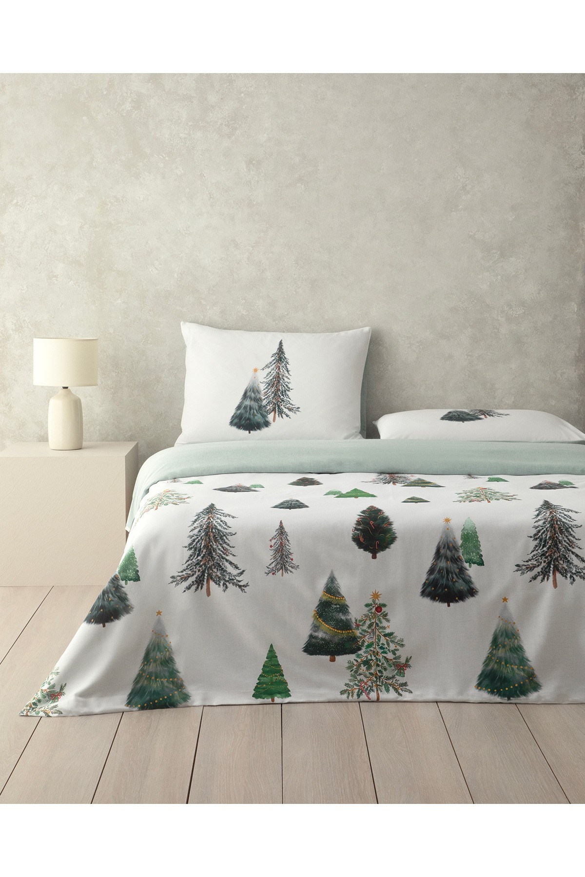 Pine Serenity Dijital Baskılı Soft Cotton Çift Kişilik Nevresim Takımı Yeşil