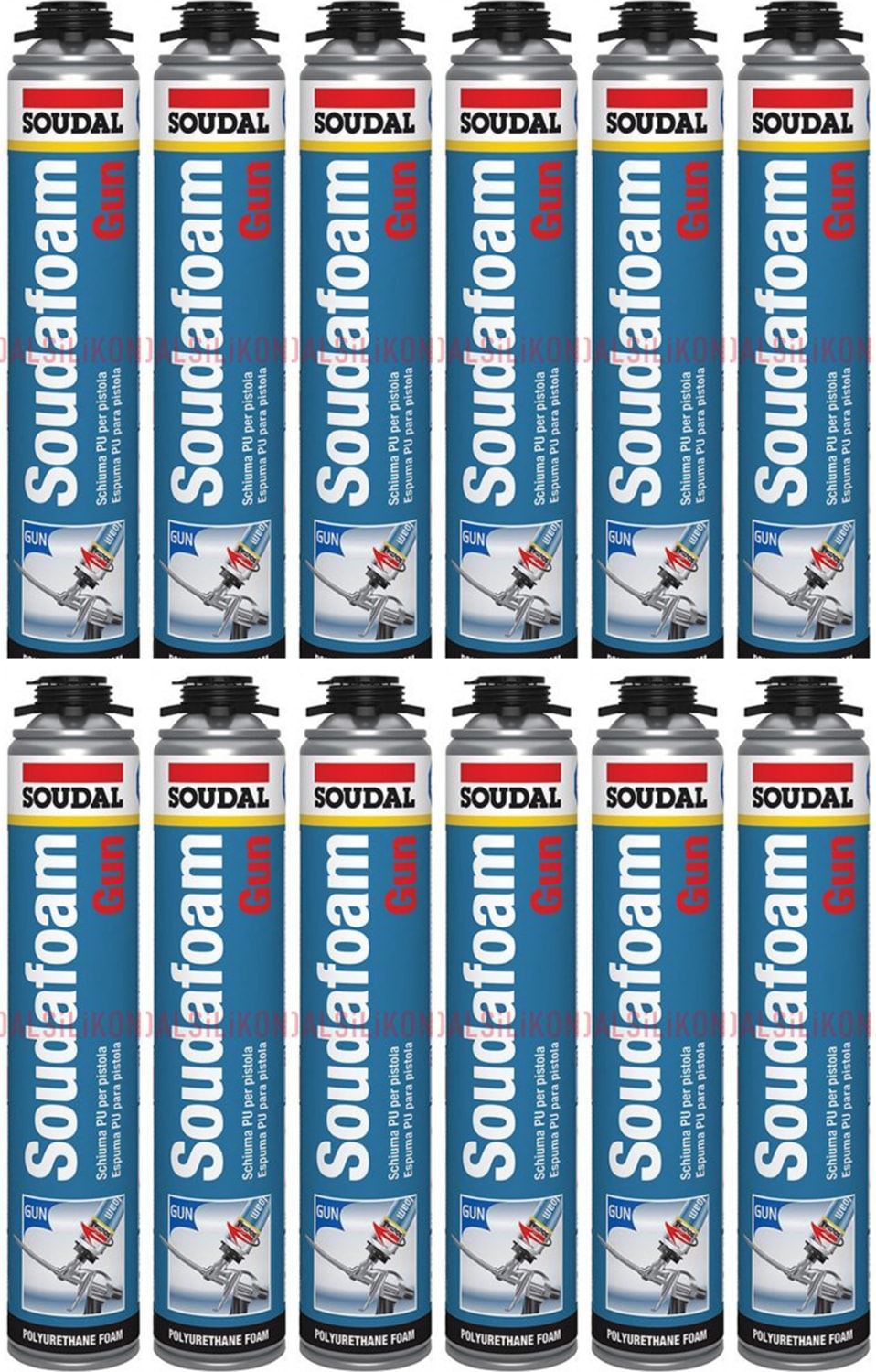 12 Adet  Soudafoam Gun Tabancalı Kullanılan Köpük 750ML 850GR 147081
