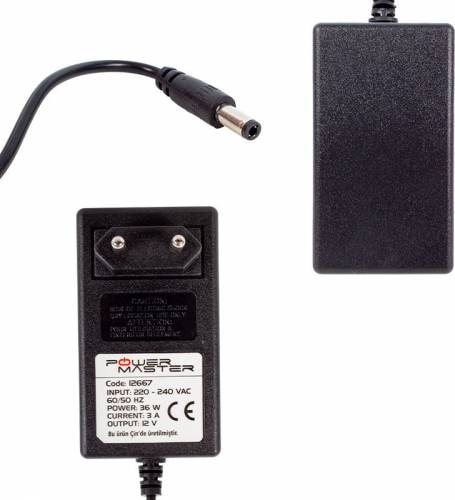 PM-12667 12 V 3A Plastik Kasa Priz Tipi Adaptör 5.5*2.5 Uç