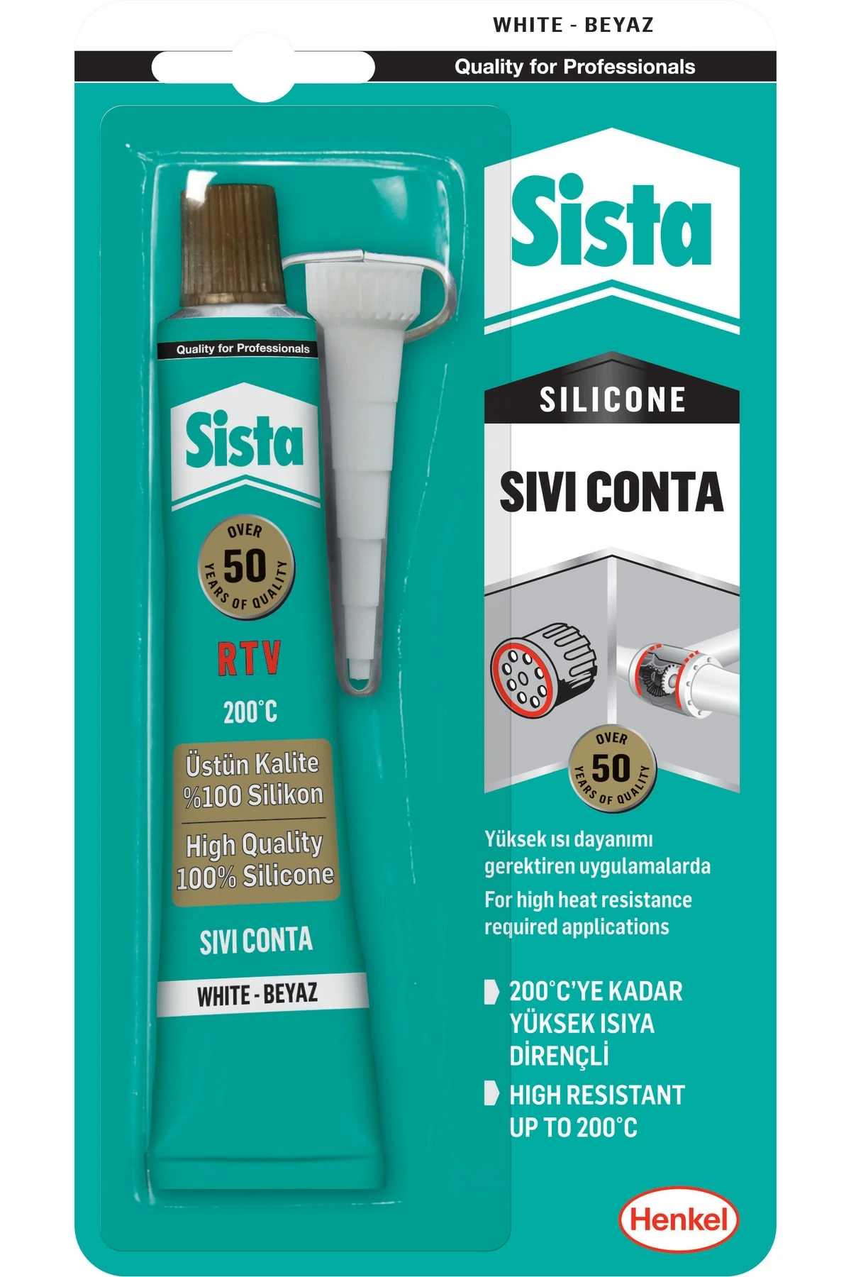 Sista Rtv Silikon Sıvı Conta 200°c Beyaz 50 gr 20'li Koli