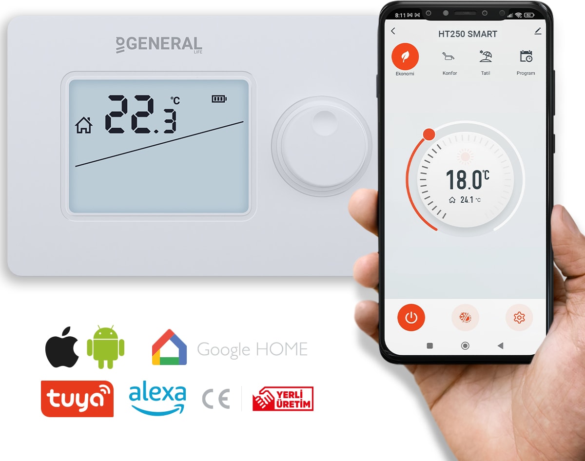 HT250 Smart Kablosuz Akıllı Tuya Oda Termostatı