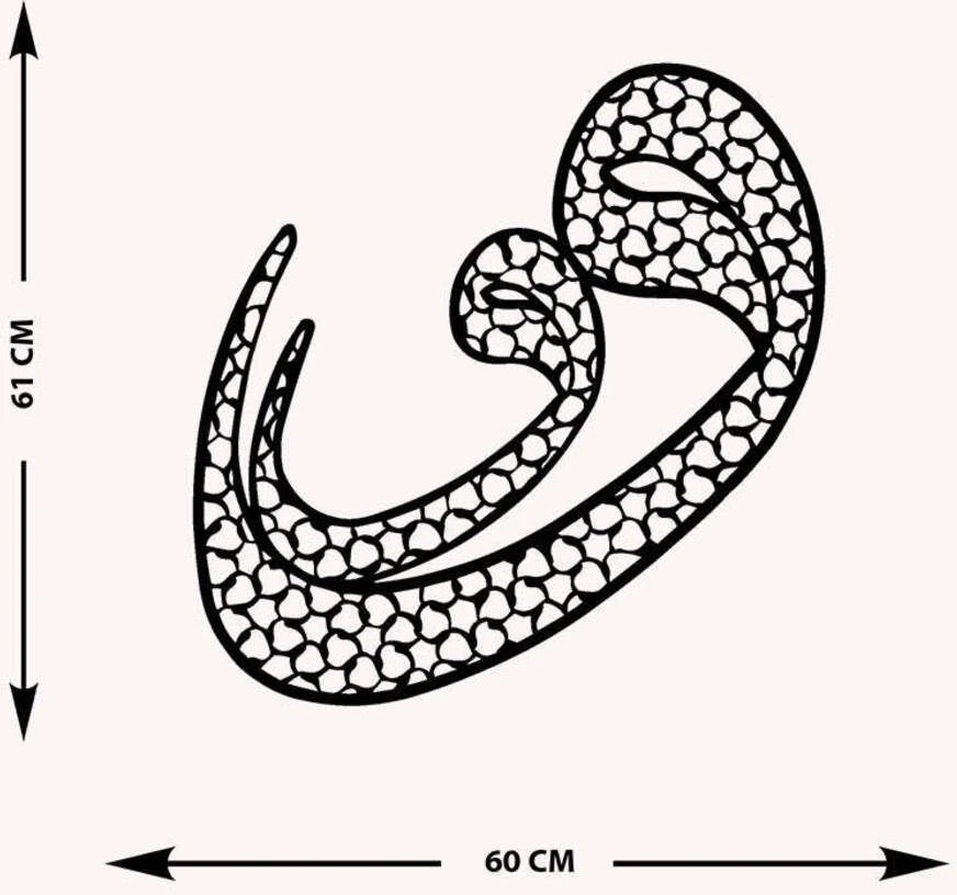 -Vav Harfi Islami Metal Tablo - Islami Ev Dekorasyonu - Dini Duvar Tabloları - 60 X 60 - Cm - Sıyah-Islm-142