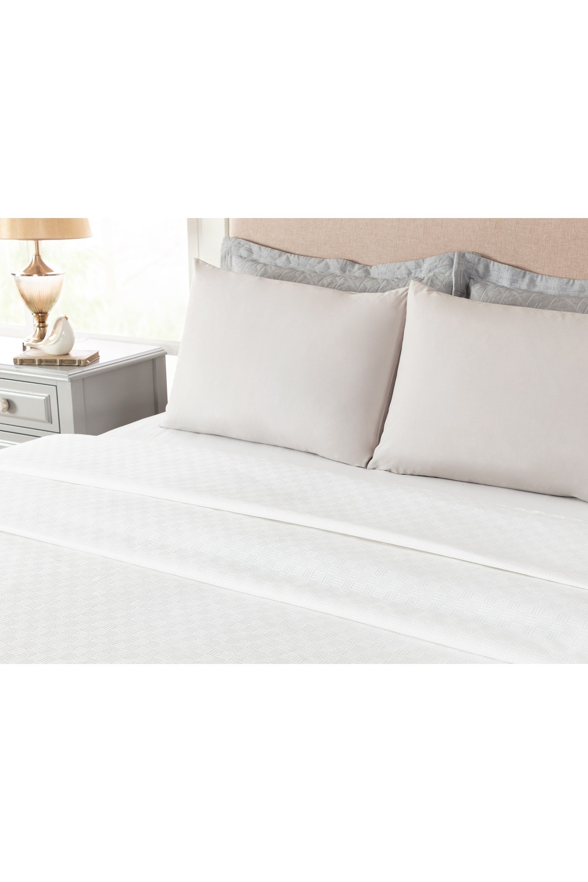 Anais King Size %100 Pamuk Pike - Beyaz
