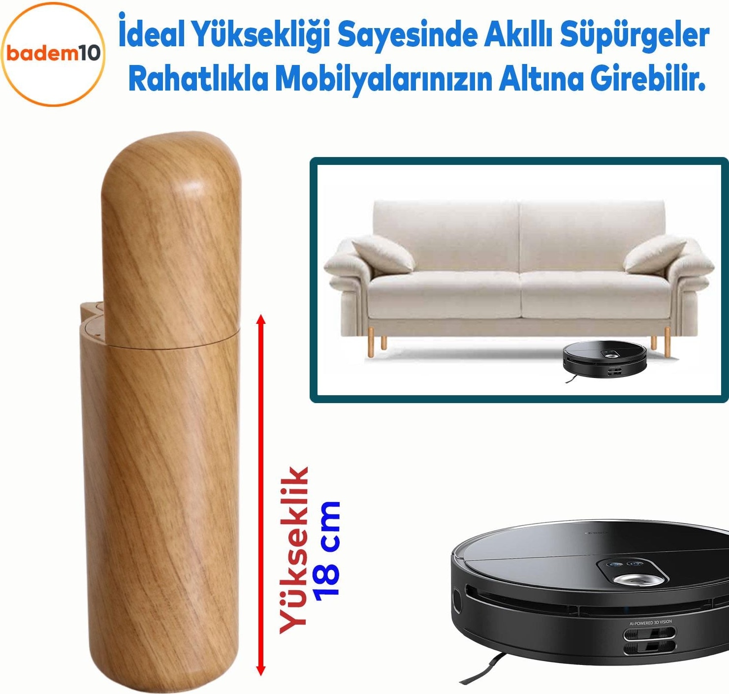Kapsül Bohem Mobilya Kanepe Tv Ünitesi Koltuk Ayağı Baza Ayakları Ahşap Ceviz Desenli 18 cm 4 Adet