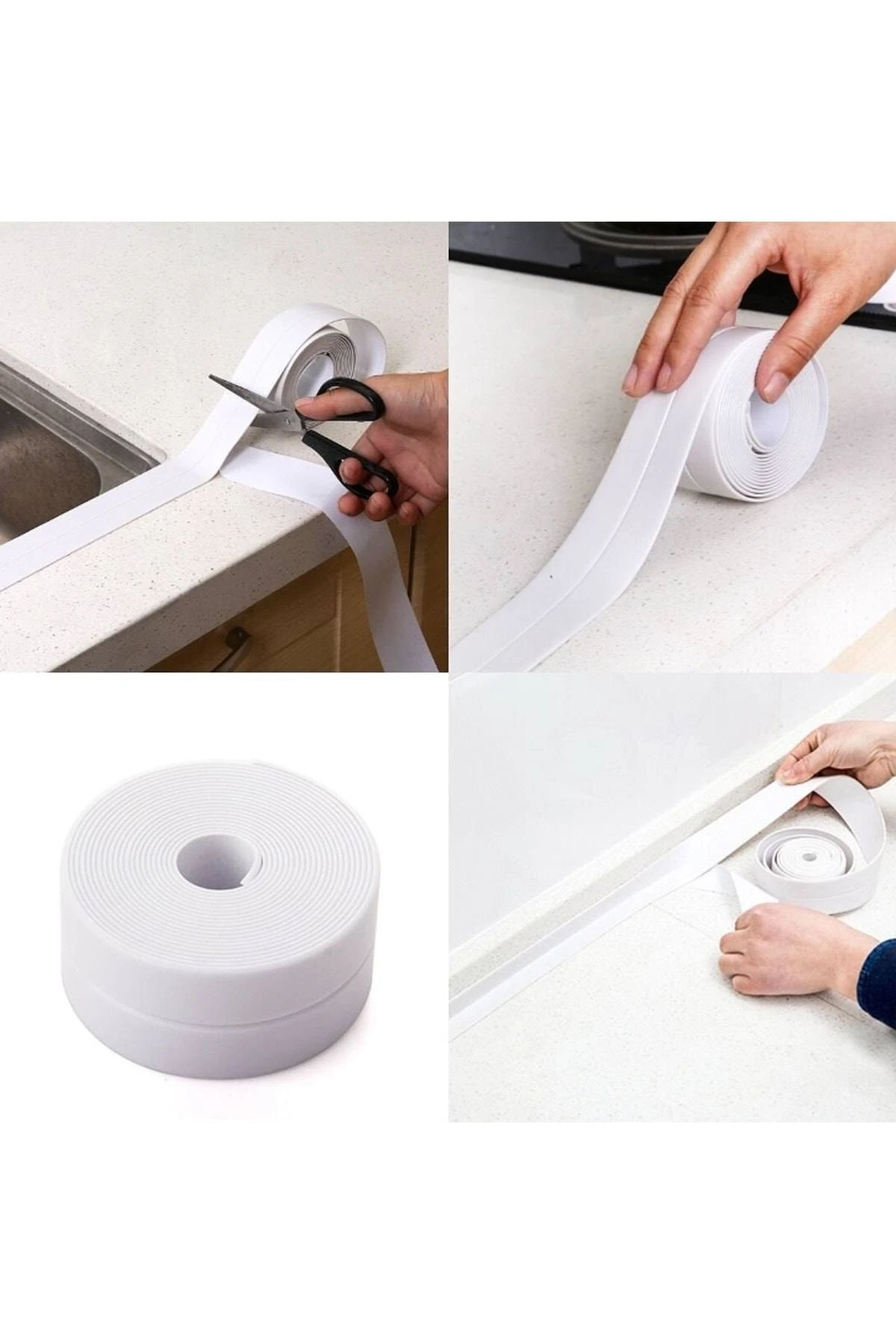 Banyo Küvet Mutfak Lavabo Beyaz Su Sızdırmaz Bant Su Geçirmez Kenar Bandı Sızdırmazlık Tamir