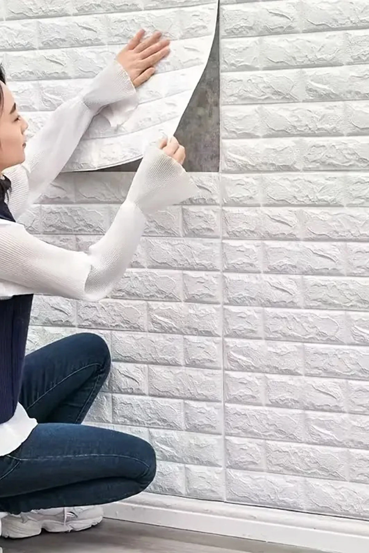 Yeni Baskı* Kendinden Yapışkanlı Duvar Kağıdı Esnek Köpük Paneli 3d Boyutlu Desen Beyaz 70x77