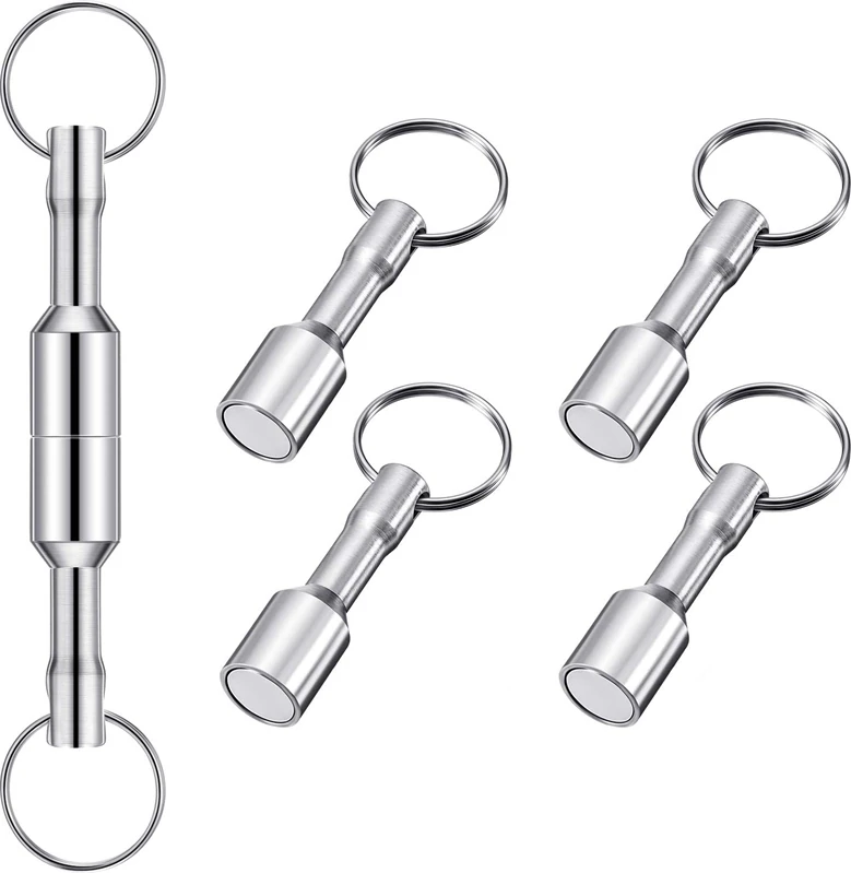 6 Adet Metal Mıknatıs Anahtarlık Manyetik Anahtarlık Cep Anahtarlık Mıknatıs Tutucu Bölünmüş Yüzük Takı Test Mıknatısı (Yurt Dışından)