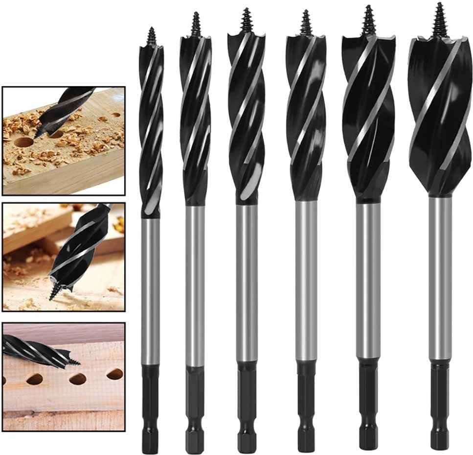 12MM 12-35MM Ağaç Işleme Büküm Matkap Ucu Seti Uzun Dört Yuvalı 6.35MM Shank Karbür Matkap Ucu Delik Testere Kapı Kilidi Ahşap Planya Araçları (Yurt Dışından)