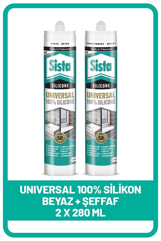 Sista Universal Silikon Beyaz 280ml Şeffaf 280ml | Güçlü Ve Dayanıklı Yapıştırma