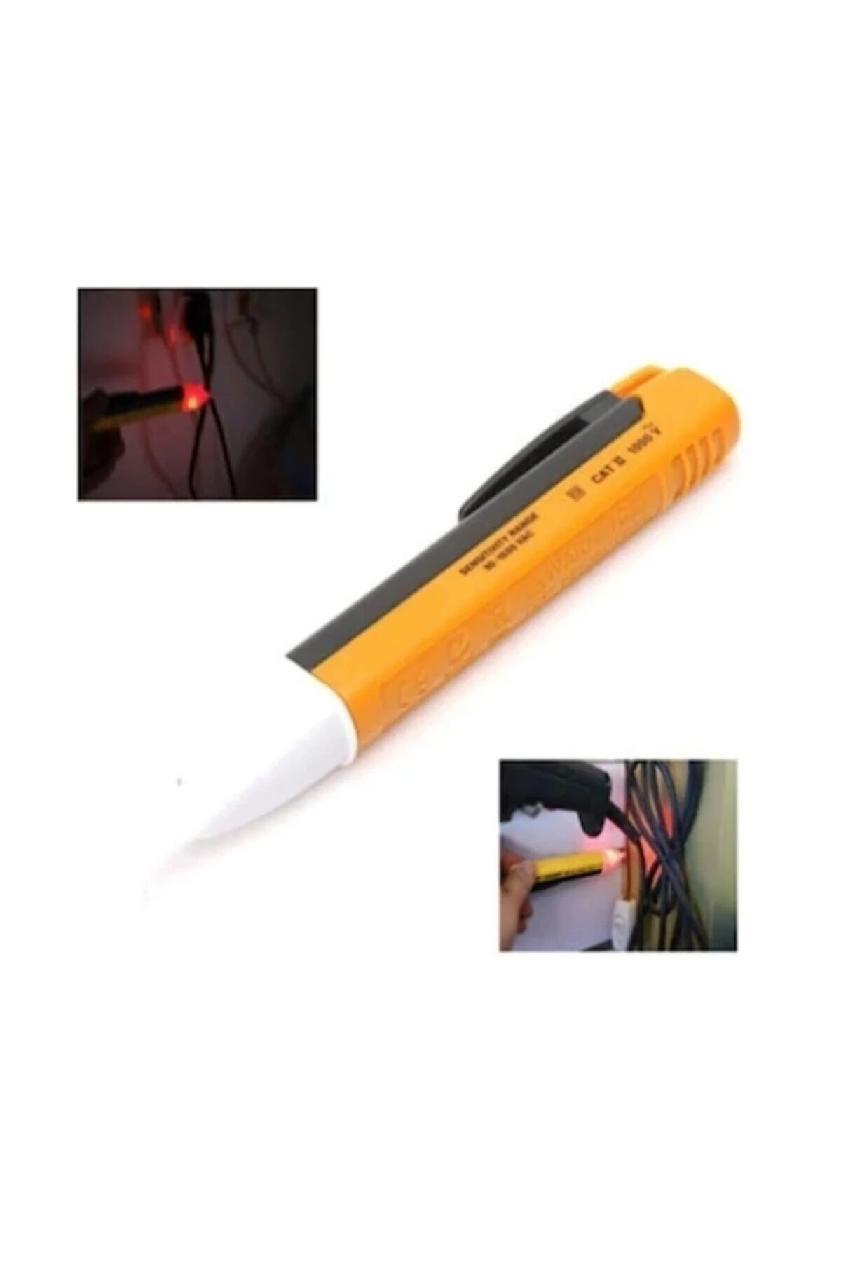 Işıklı Ve Sesli Temassız Faz Kontrol Kalemi Dijital Sensörlü Ledli Pilli Orta Boy + Küçük (Kabin) Bo