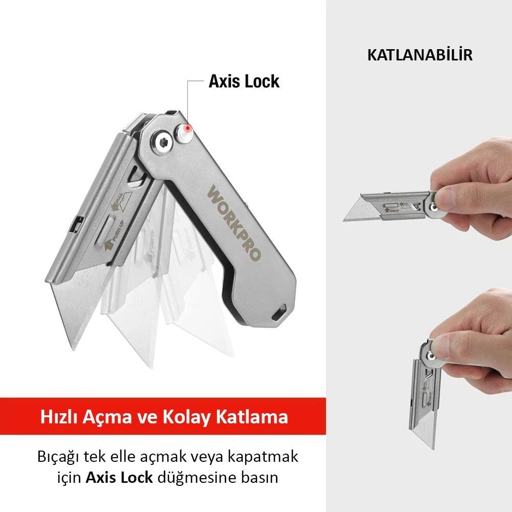 WP211016 Paslanmaz Çelik Gövde Katlanır Rötuş Maket Bıçağı