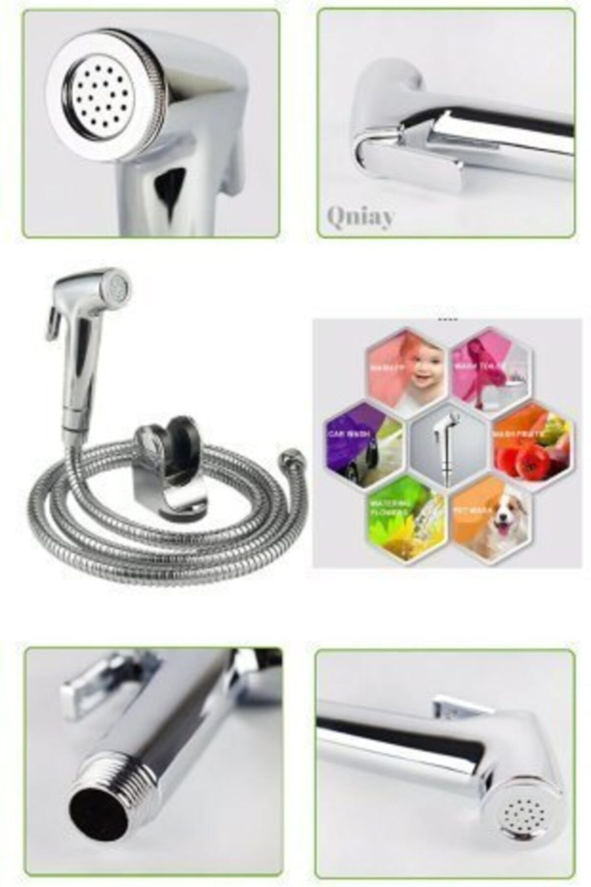 Krom Tabancalı Taharetmatik Musluk Seti Spiral Hortumlu