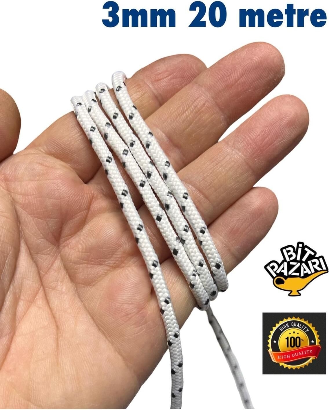 3mm 20 Metre Ipek Halat , Iskota Halat , Salıncak Ipi , Bağlama Ipi - Hamak Ipi