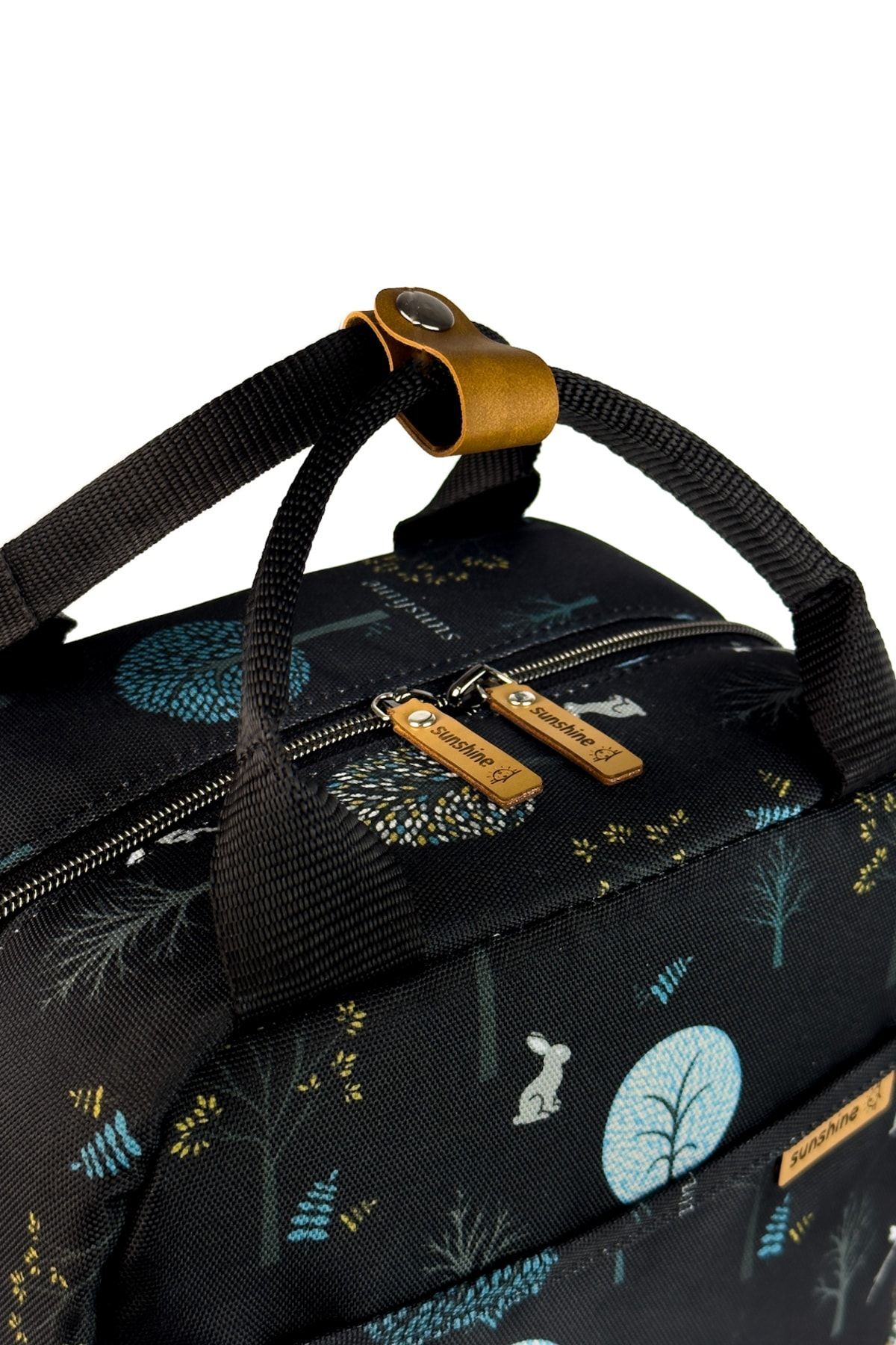 Siyah Ağaç Desenli Isı Izolasyonlu Yemek Taşıma Ek Gıda Beslenme Omuz Çantası