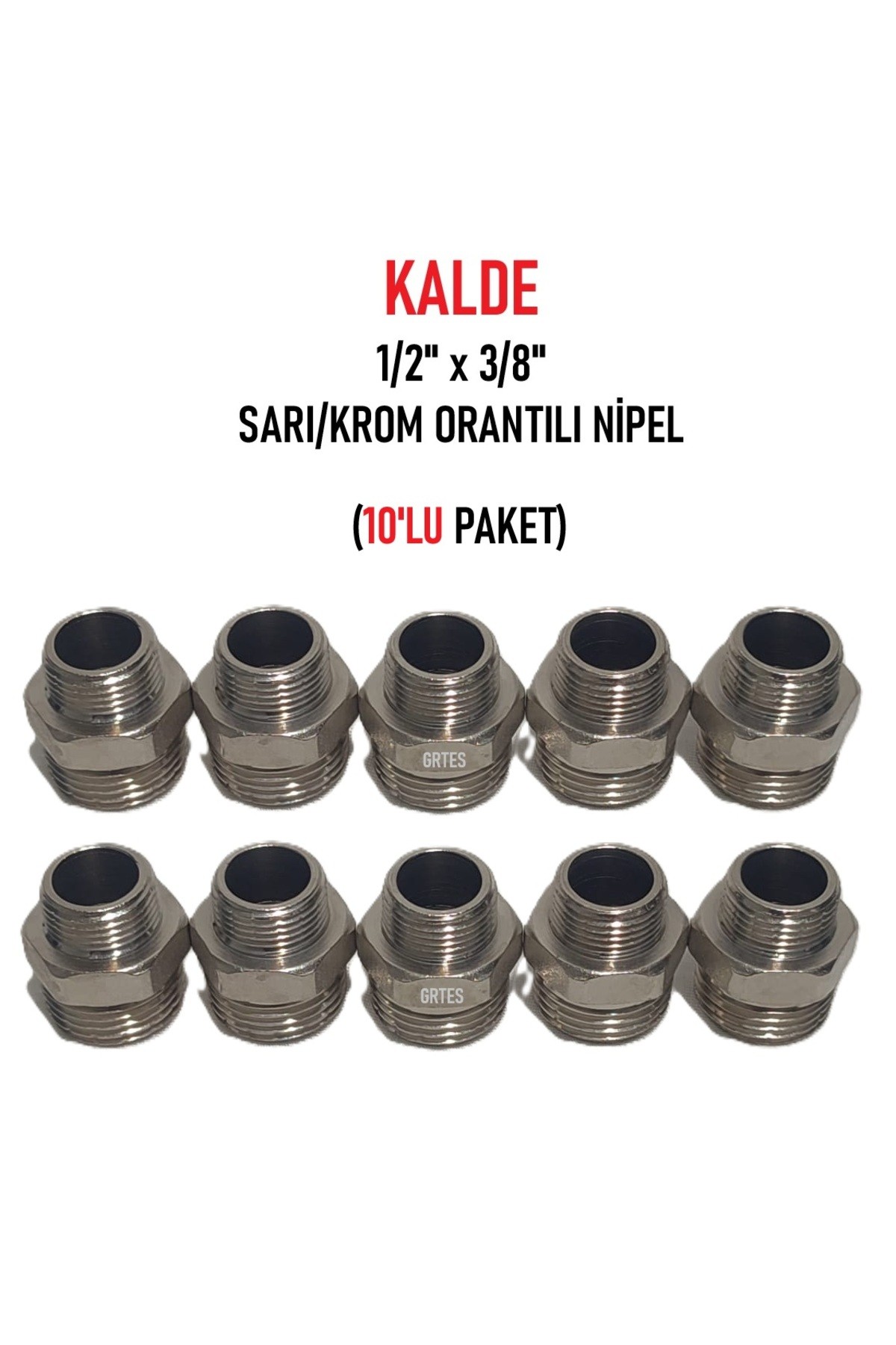 (10'lu Paket) 1/2" x 3/8" Sarı/Krom Orantılı Nipel - Proportional Nipple