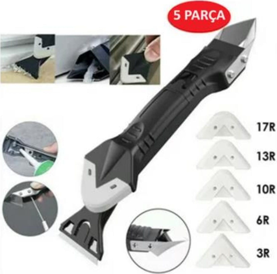 Dolgu Fayans Derz Kazıyıcı - Silikon Çekme Kazıma Aparatı 5 Parçalı