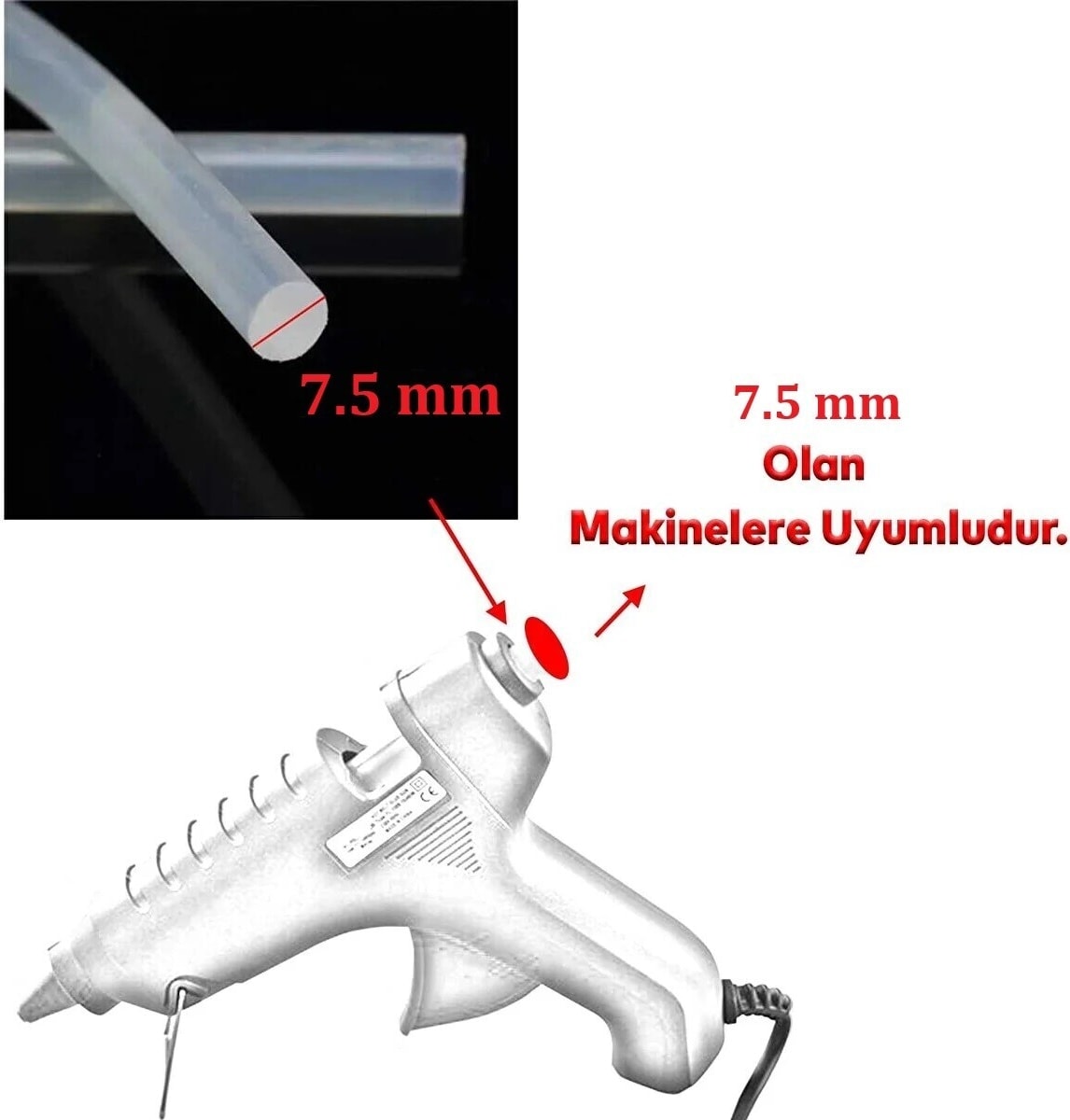 Ince Şeffaf Sıcak Mum Silikon 7.5mm 30CM 10 Adet