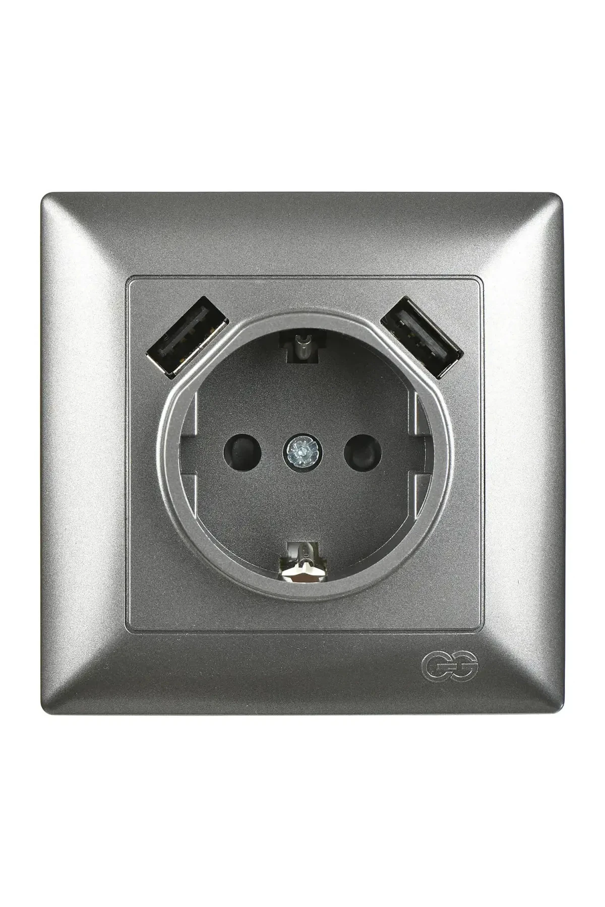 Visage 2 USB Çıkışlı Çocuk Korumalı Topraklı Priz, 5V, 2.4A, Füme