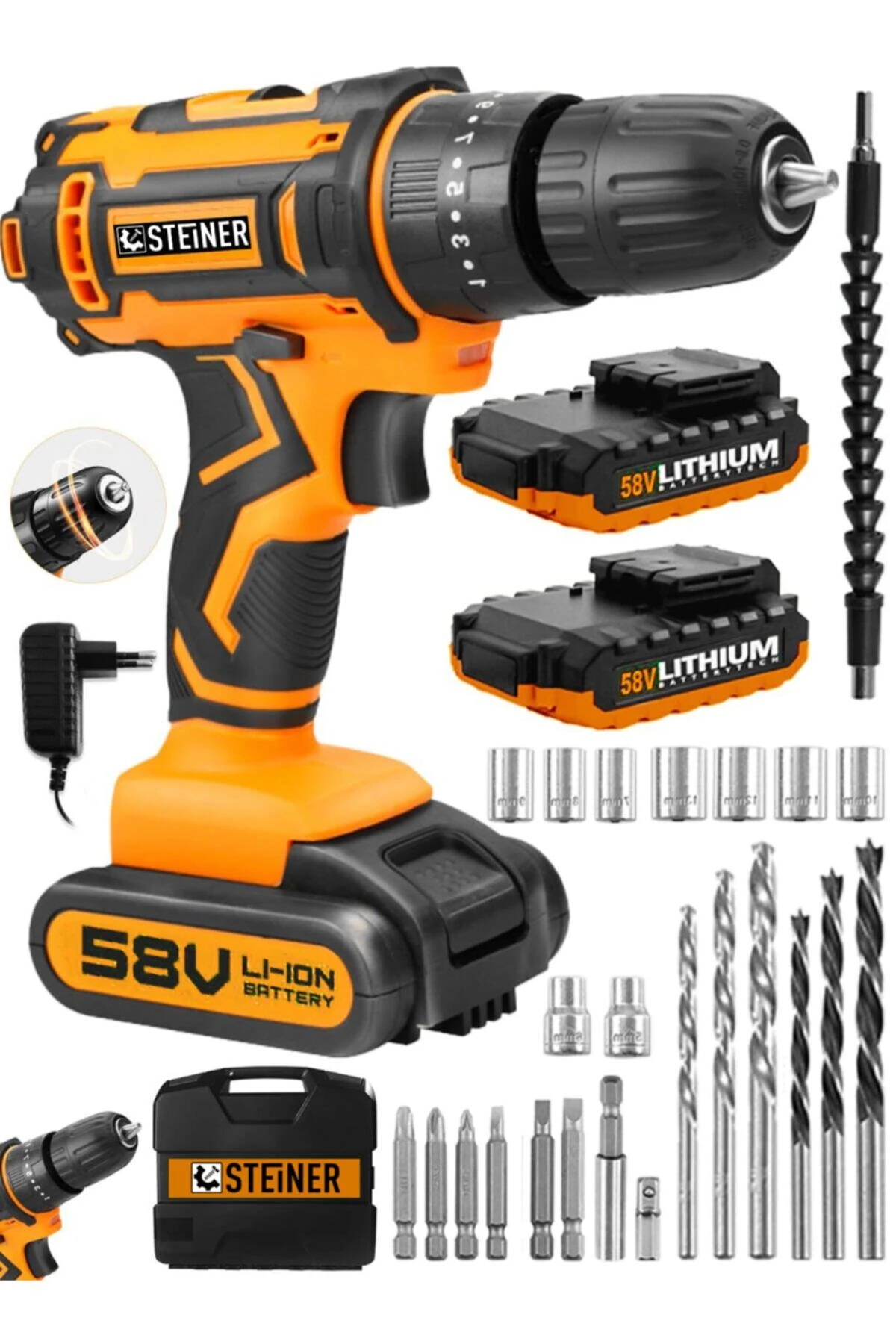 Yüksek Performanslı 58V Çift Akülü Darbeli Vidalama Matkap