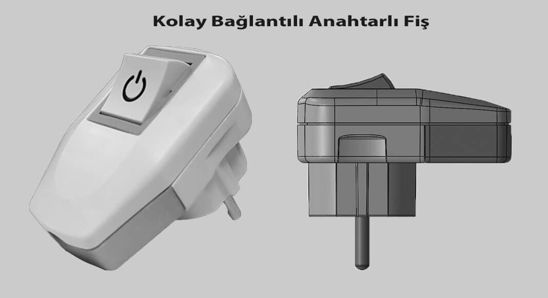 Anahtarlı Topraklı Erkek Fiş Kolay Bağlantı Kırmızı Işık