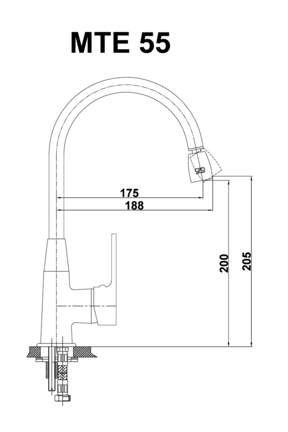 Gbd Eviye Bataryası Solus Serisi Mte55 Tek Gövde Eviye Bataryası