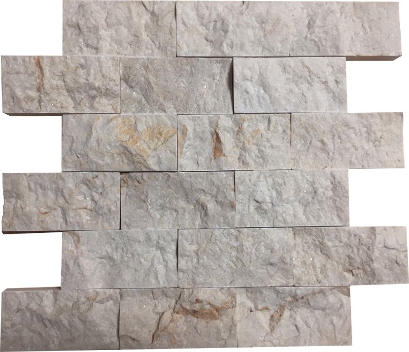 5X10Cm Bej Mermer Doğal Taş Patlatma Taş Mozaik Duvar Kaplaması