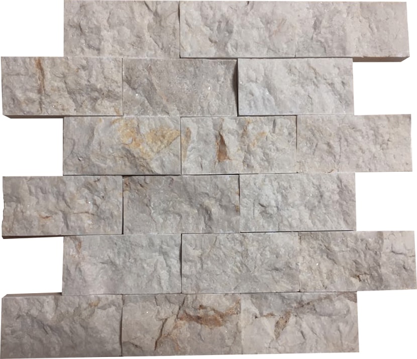 5X10Cm Bej Mermer Doğal Taş Patlatma Taş Mozaik Duvar Kaplaması
