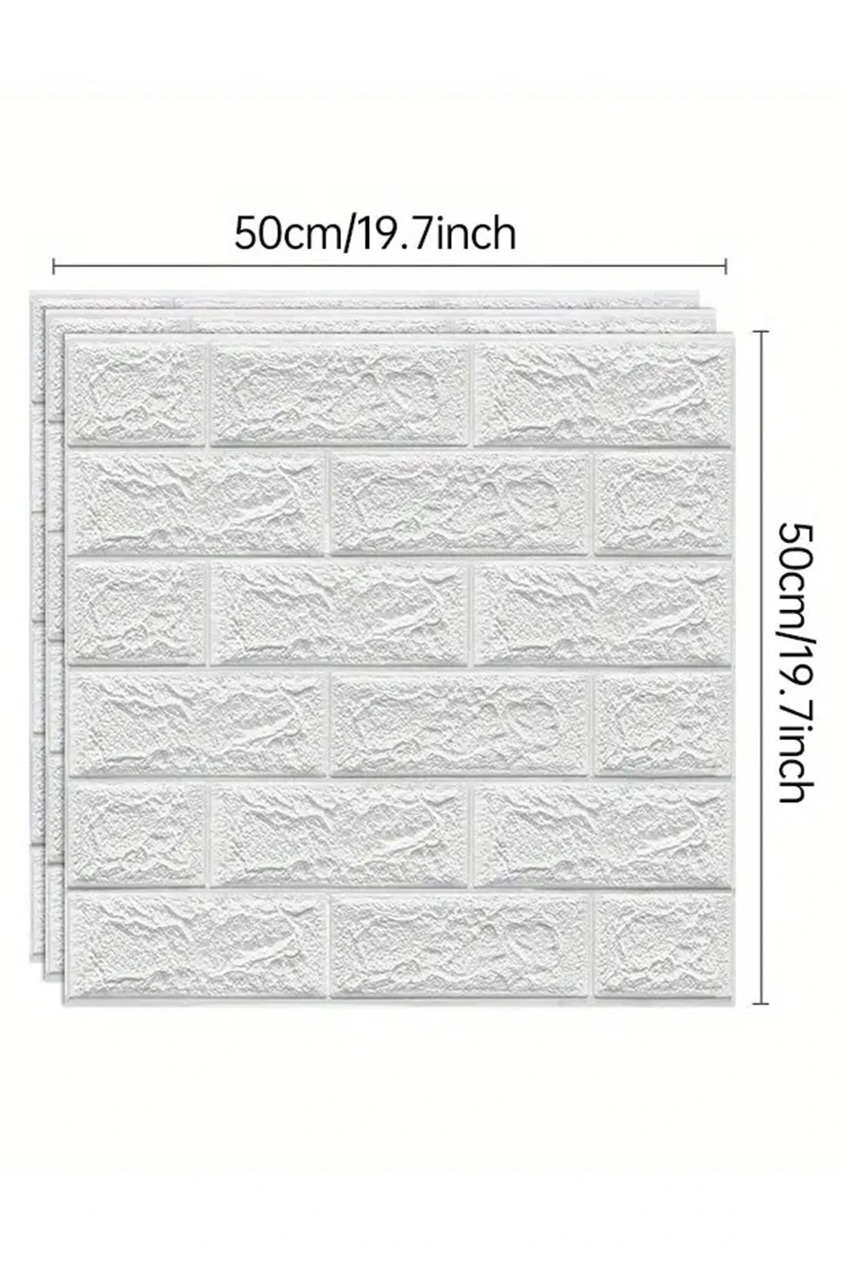 50x50Cm Kendinden Yapışkanlı Duvar Kağıdı Esnek Köpük Paneli 3d Boyutlu Tuğla Desen Beyaz 0,25 M²