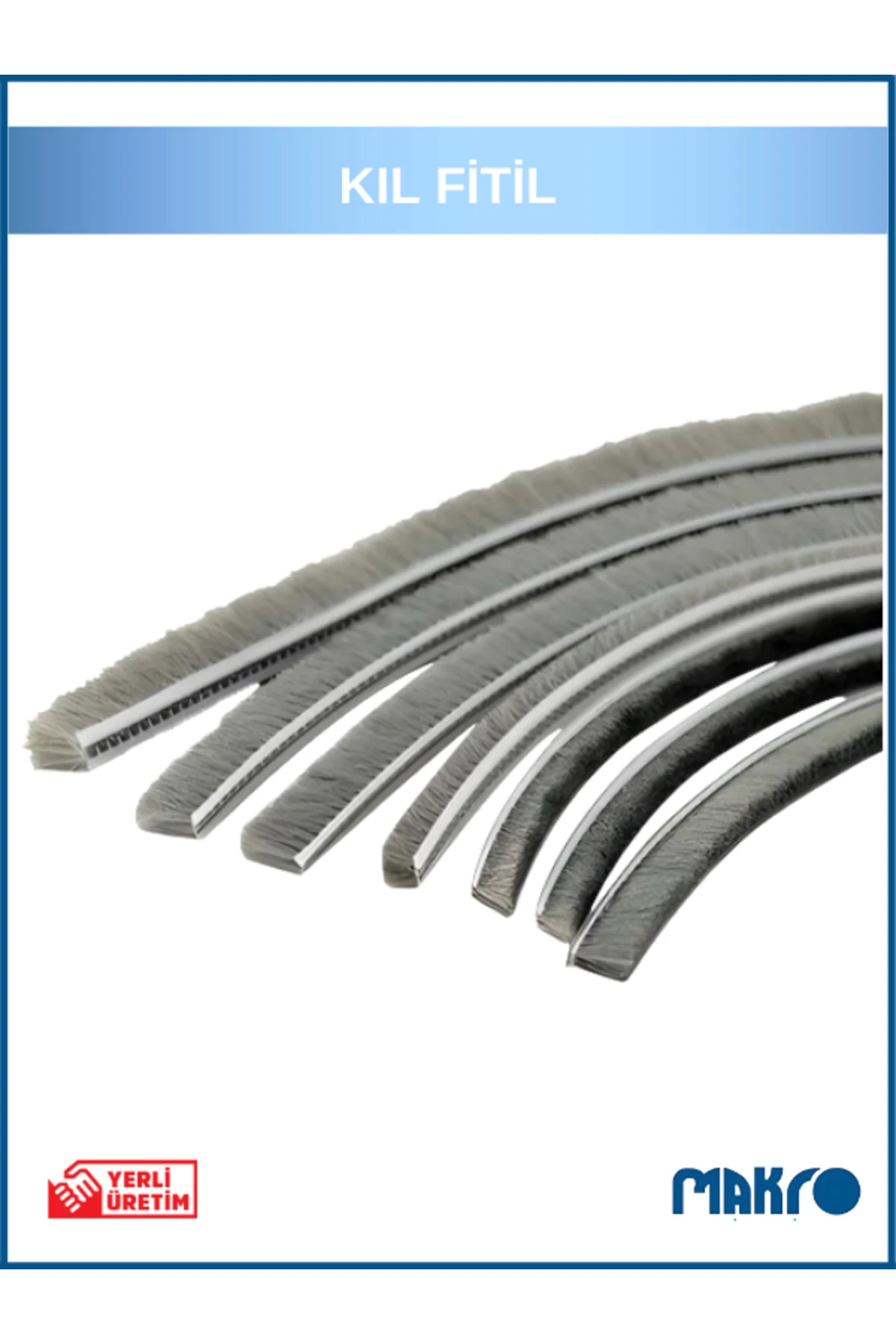 Alüminyum Pvc Kapı Pencere Cam Balkon Kıl Fitili En 6,7mm - Kıl Uzunluğu: 15mm - RULO - 125 METRE