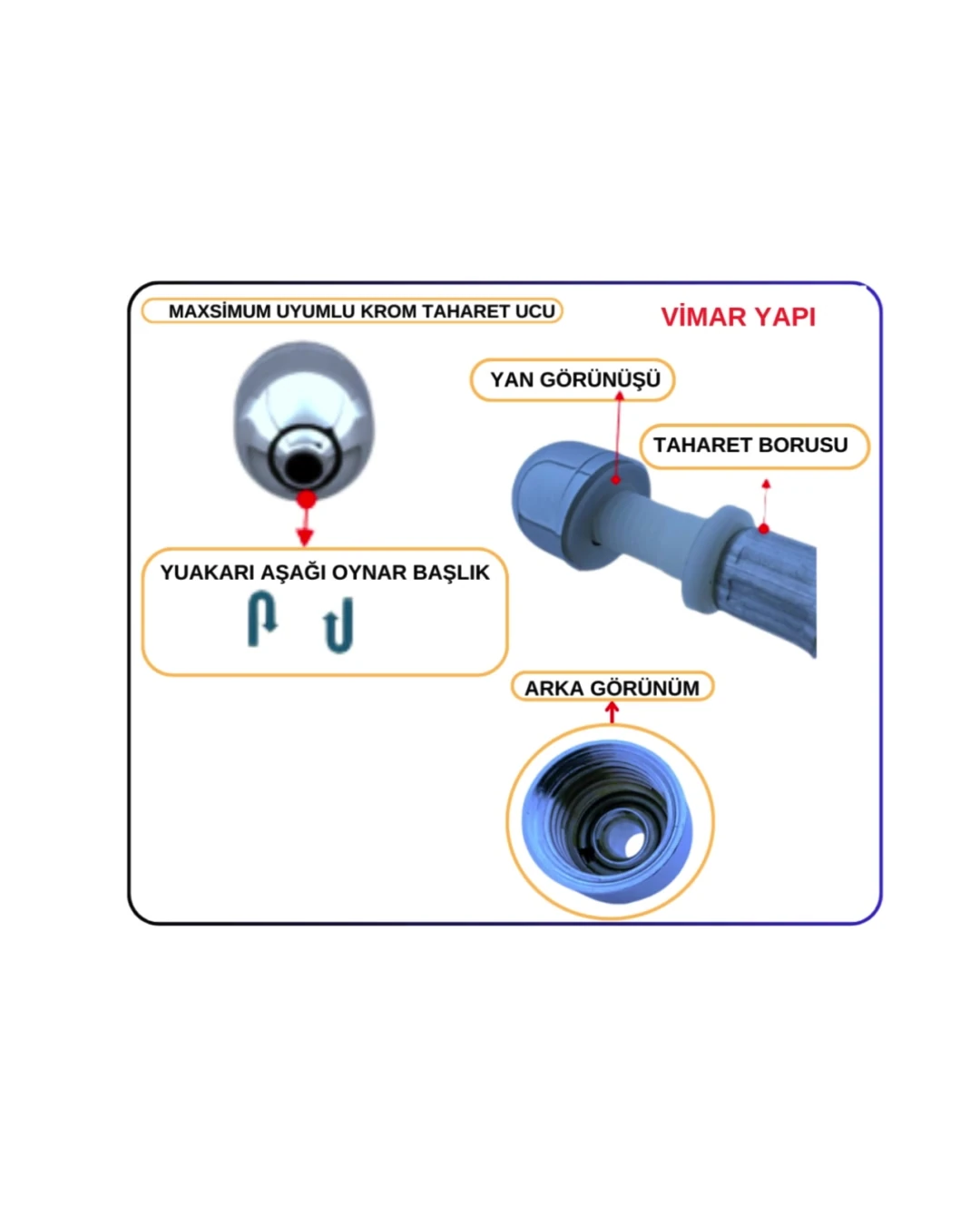 311464YP1TE -Taharet Ucu Fıskiye Ayarlı Krom TK8°