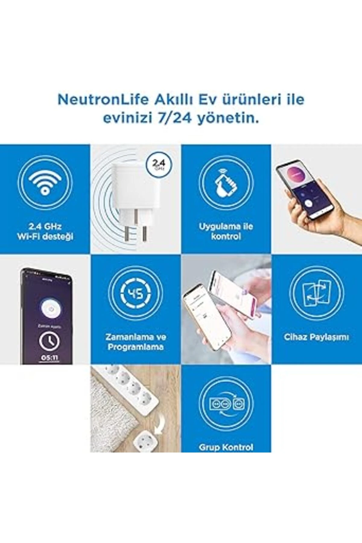 Wi-Fi 16 A Akıllı Tekli Akım Korumalı Priz