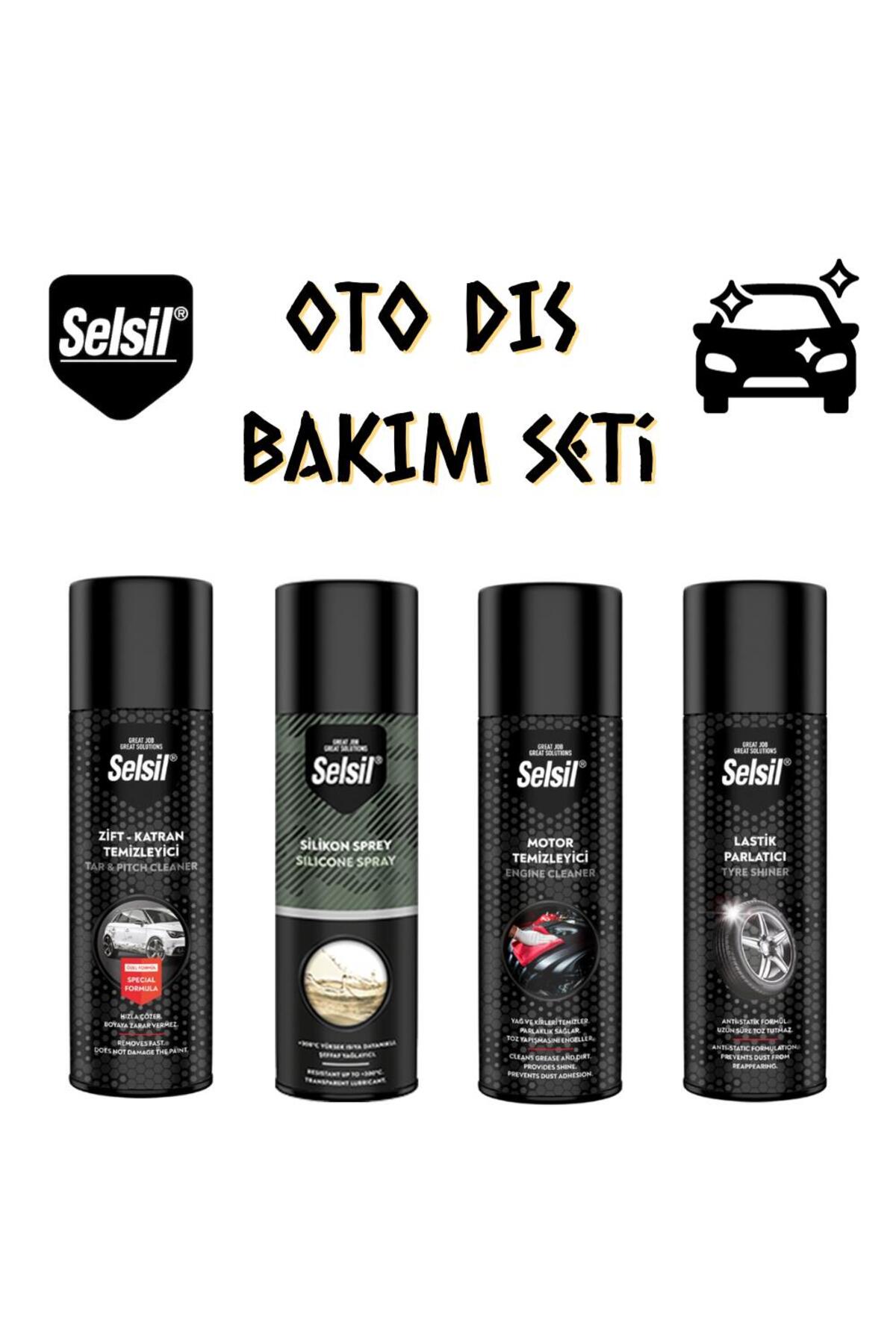 Oto Dış Bakım Seti 4 Parça (Zift Katran-Lastik-Motor-Silikon Spreyi)
