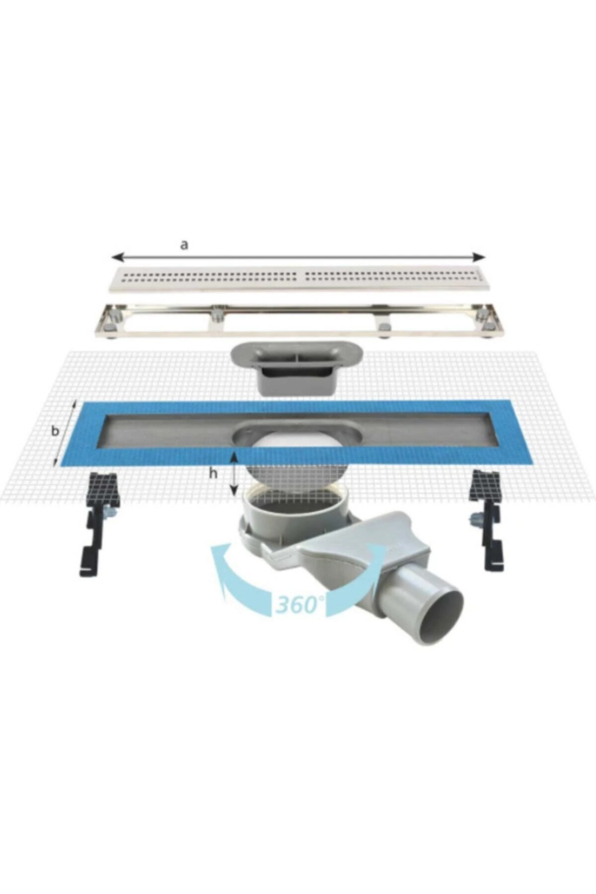 Line 2 Plain Izgara Yalıtımlı Komple Krom Duş Kanalı 60 Cm |tesisatsepeti