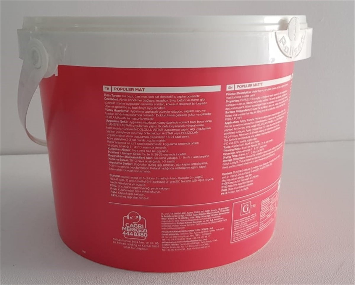 POLİSAN Popüler Plastik Boya (Baz) 10 Kg.