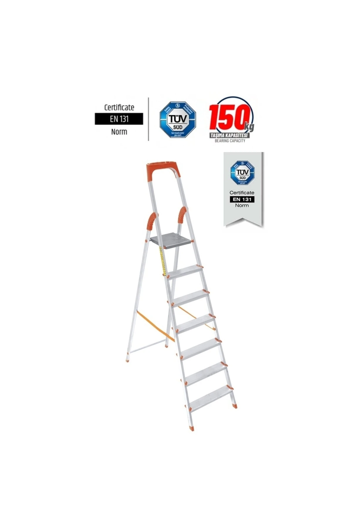 Paslanmaz Alüminyum Merdiven Plastik Korumalı 7 Basamaklı 6 1
