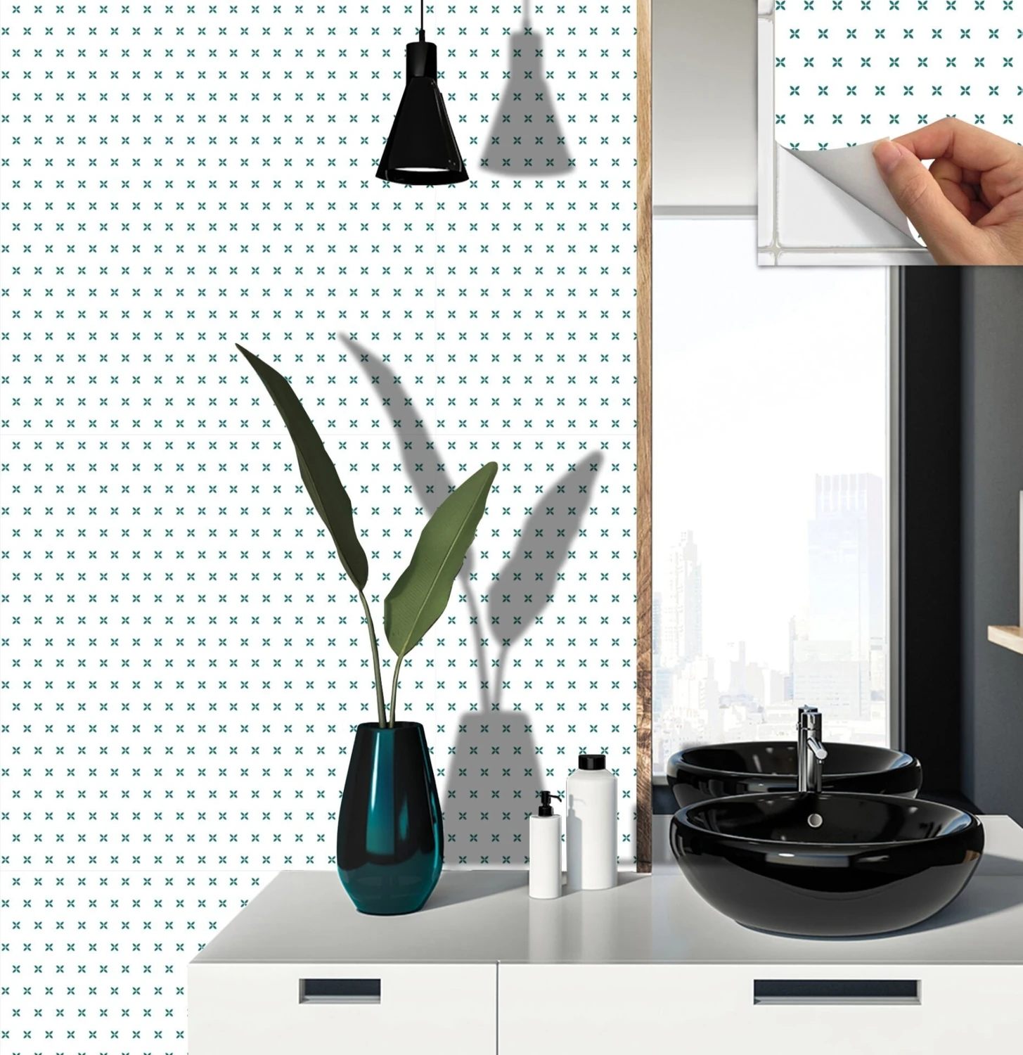 Kendinden Yapışkanlı Yonca Desenli Pvc Karo 30X30 cm (11 Adet) 1m2