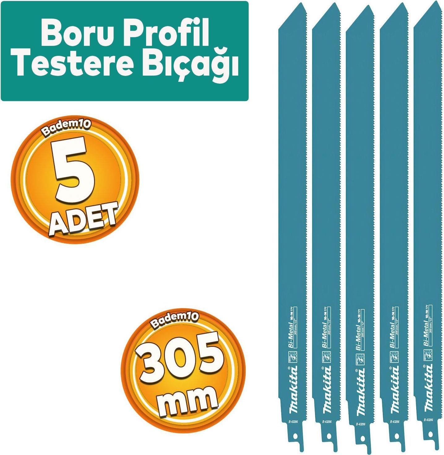 MAKİTA Boru Profil Dekupaj Testere Bıçağı - Metal Kılıç 305 mm B-43228 5 Adet