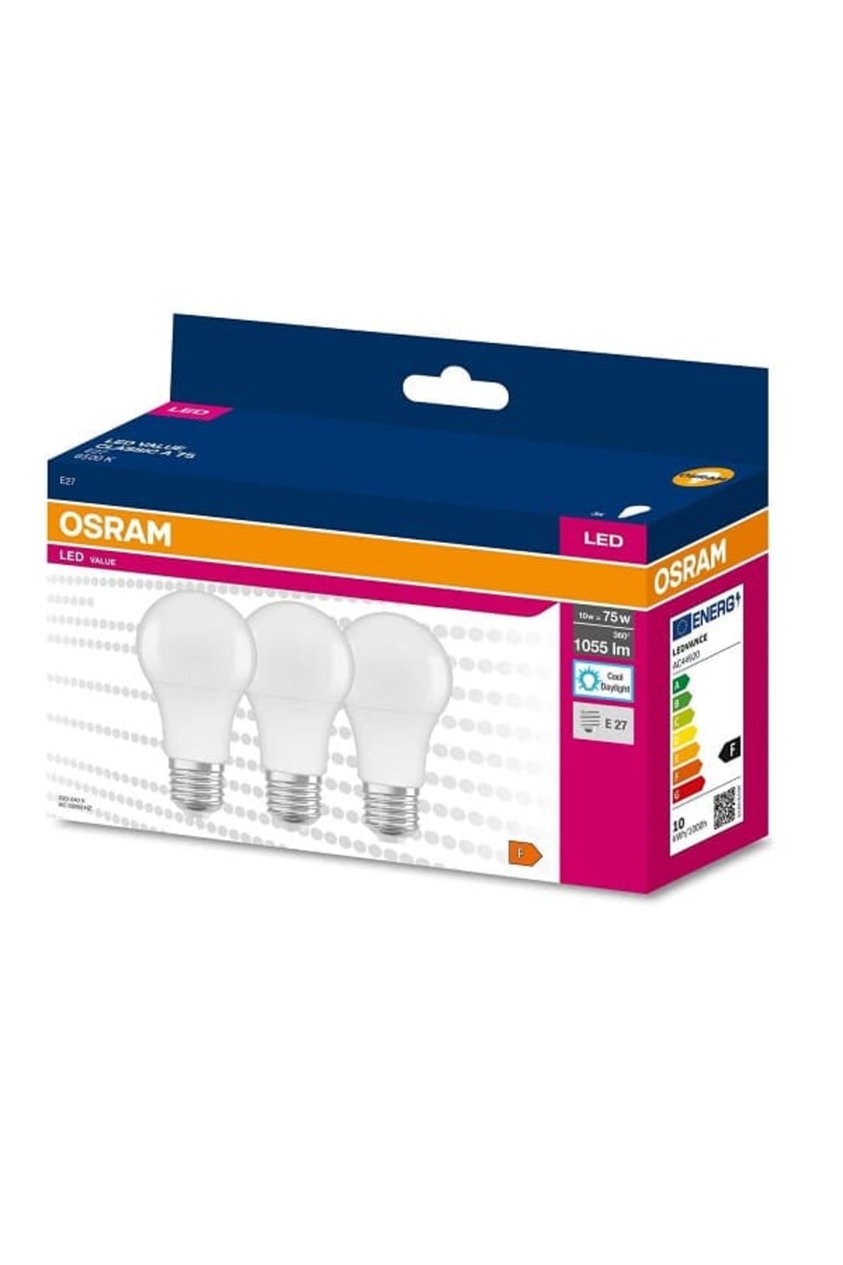 Led Value 10W Beyaz Işık E-27 Ampul 1055 lm 3 lü Paket