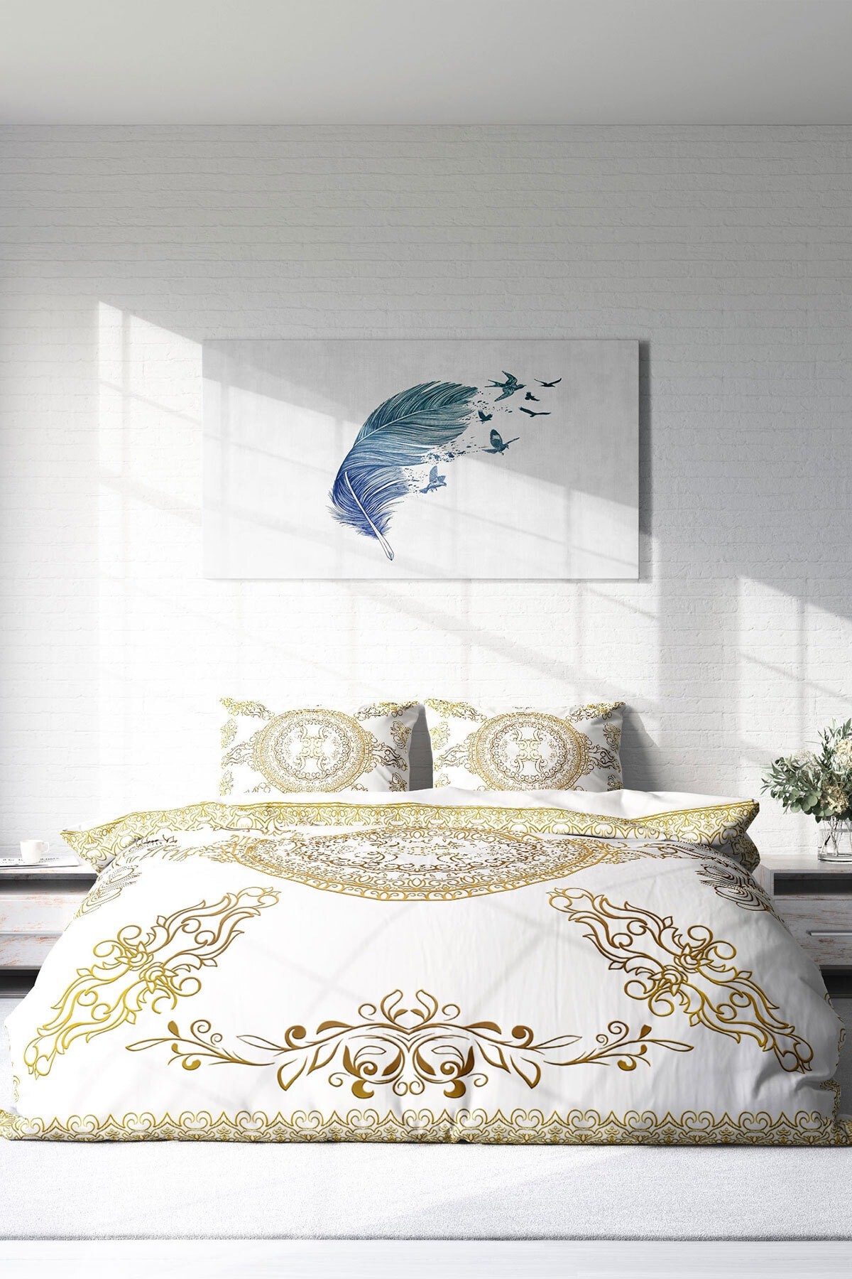 Kıng Sıze Gold Baraque Klasik Çift Kişilik Nevresim Takımı 220x240cm